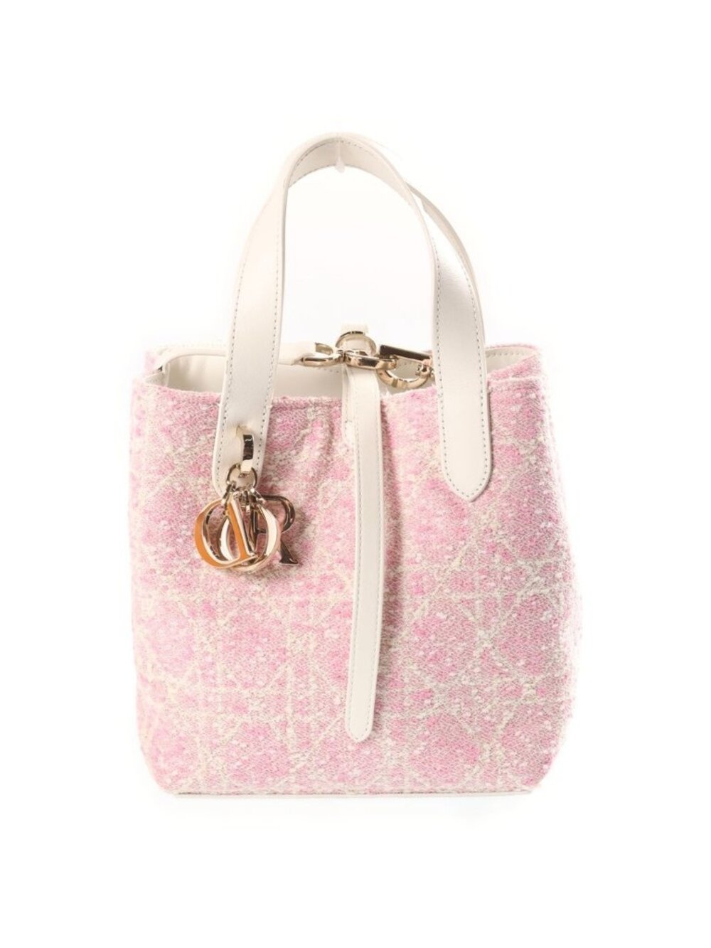 Dior Toujours Height 2-Way Shoulder Bag Pink Leather Canvas Gold